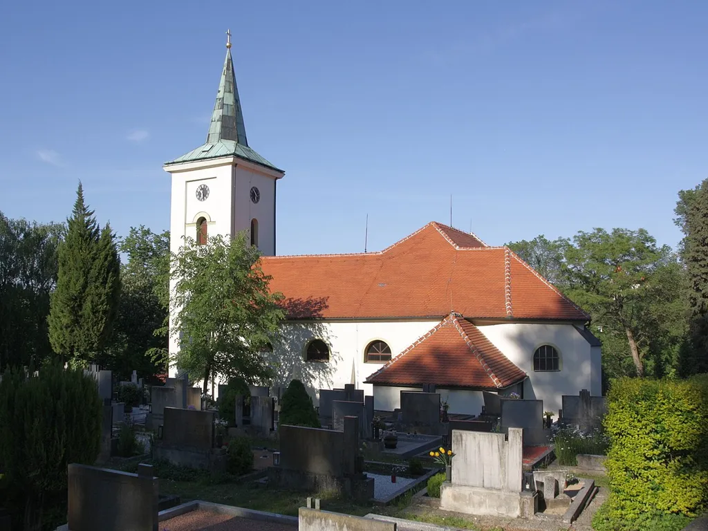Bošovice - kostel svatého Stanislava, pohled od jihozápadu.