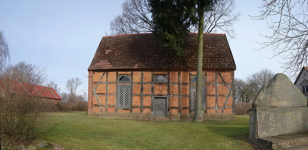 South-south-eastern view of church in Rapshagen,Gerdshagen municipality, Prignitz district, Brandenburg state, Germany