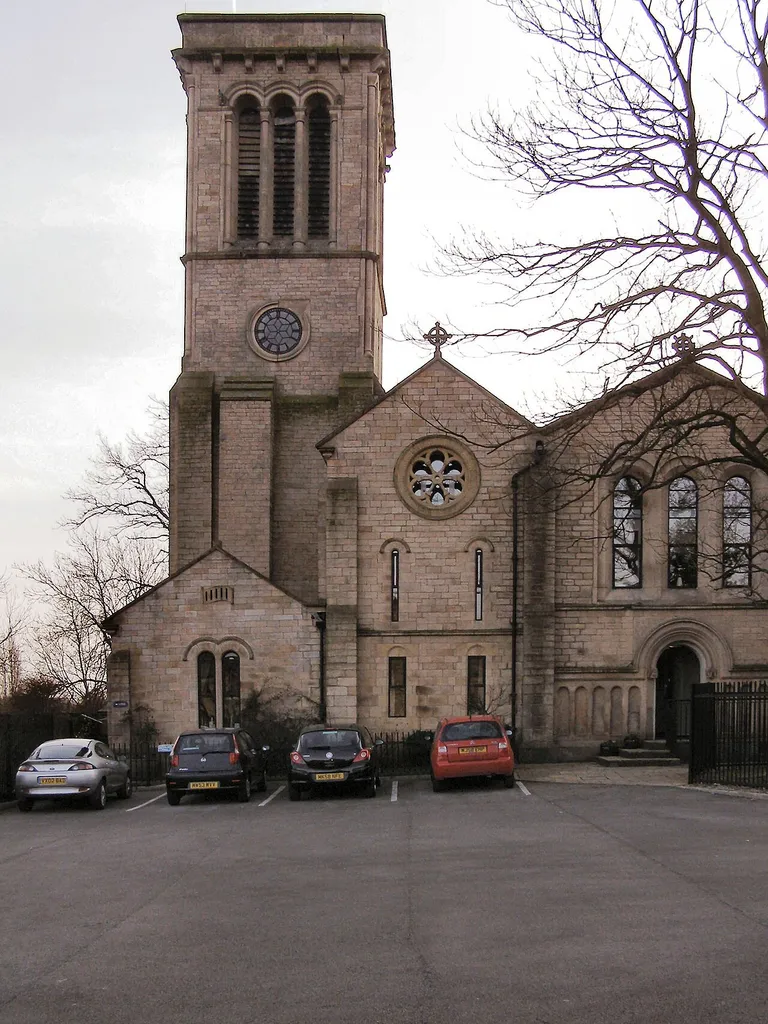 Part of the former parish church of All Saints, Elton, Bury, Greater Manchester, seen from the northeast. It is now an apartment building.
