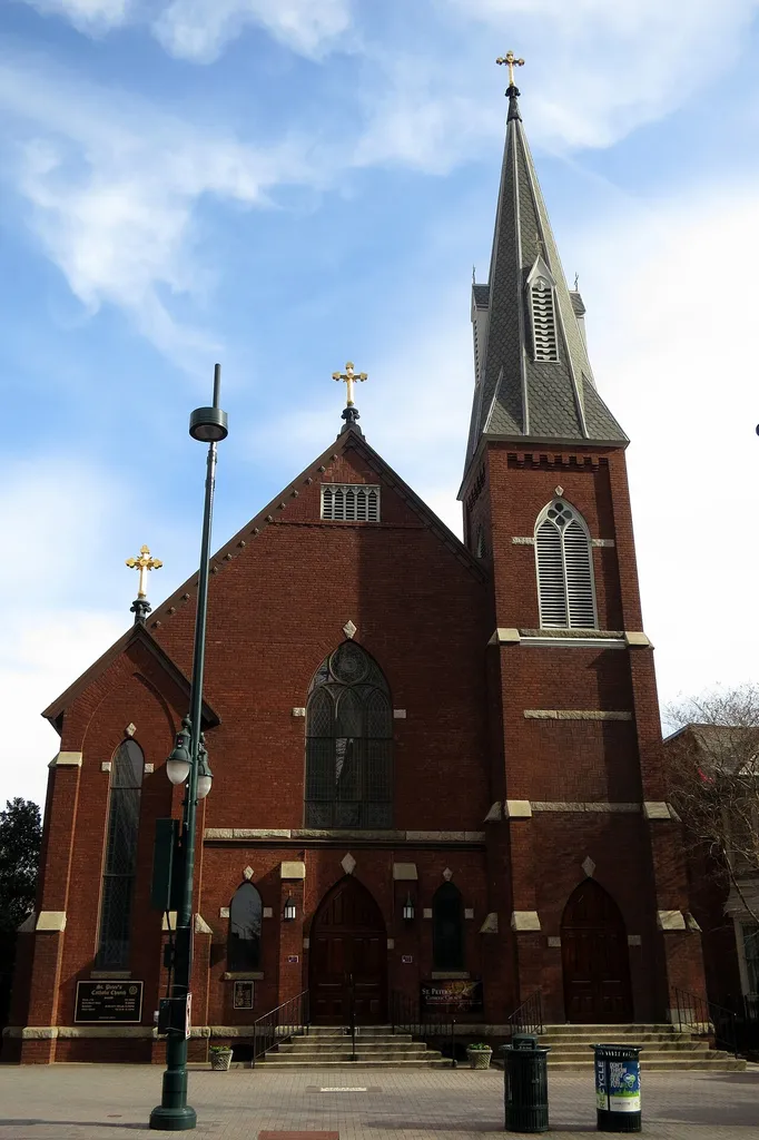 Saint Peter Catholic Church (Charlottle, North Carolina) - view from across S. Tryon Street