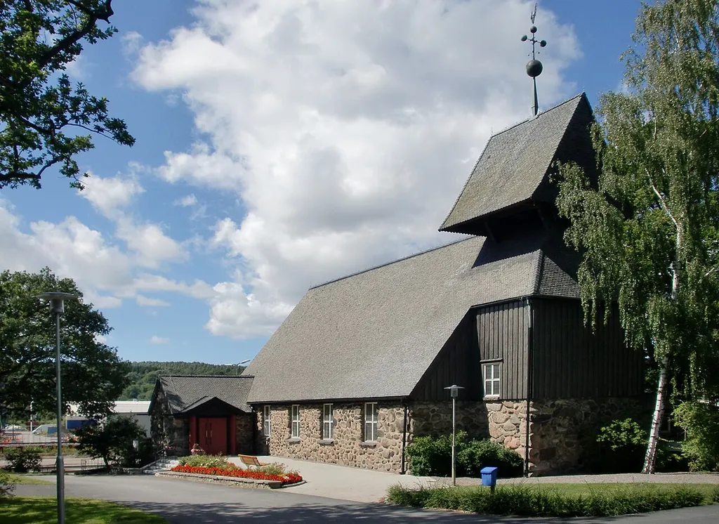 Church in the village Surte north of Gothenburg, Sweden. View from east