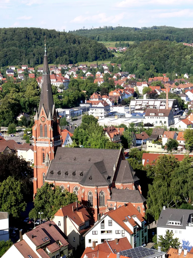 Heidenheim an der Brenz, Ev. Pauluskirche (gesehen von Schloss Hellenstein)