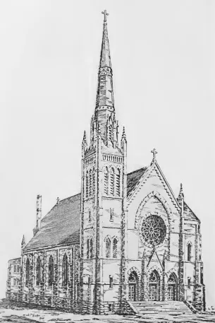 Architectural illustration of Annunciation Church. Completed in 1898