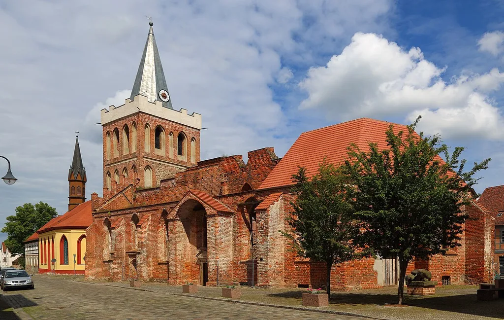 The City Church (Stadtkirche) and the Country Church (Landkirche) are the two Protestant churches in the city centre of Lieberose, Landkreis Dahme-Spreewald, Brandenburg, Germany. Both churches are situated at Market [Street] (Markt) and listed cultural heritage monuments. The City Church was almost completely destroyed during a bombing at the end of World War II.