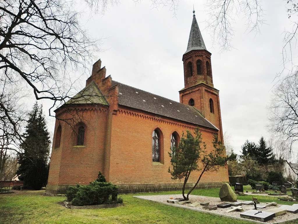 North-eastern view of the church in Walchow , Fehrbellin municipality , Ostprignitz-Ruppin district, Brandenburg state, Germany.