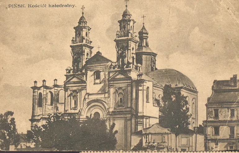 Cathedral in the city of Pinsk. Postcard 1939.