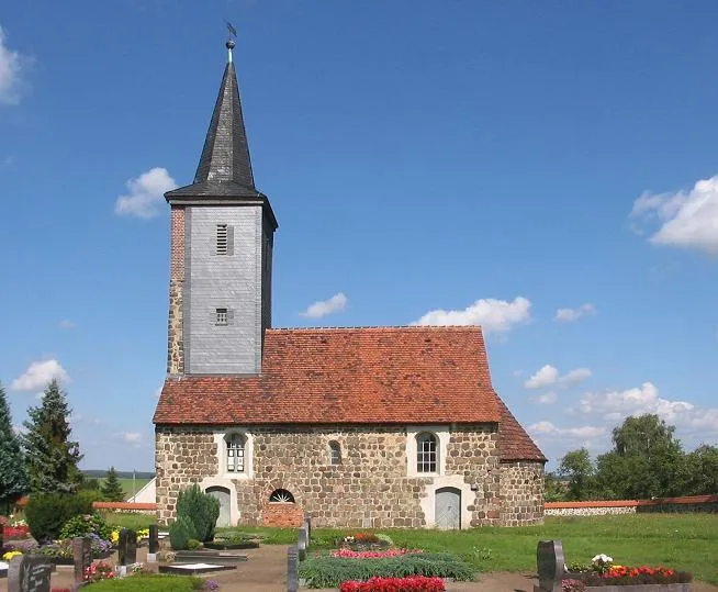 Fieldstone church in Lehnsdorf, built probably in the first half of the 13th century. The village Lehnsdorf is a part of the municipality Wiesenburg (Mark) in the district Potsdam-Mittelmark of the German state Brandenburg. Lehnsdorf appertains to the nature park Naturpark Hoher Fläming.