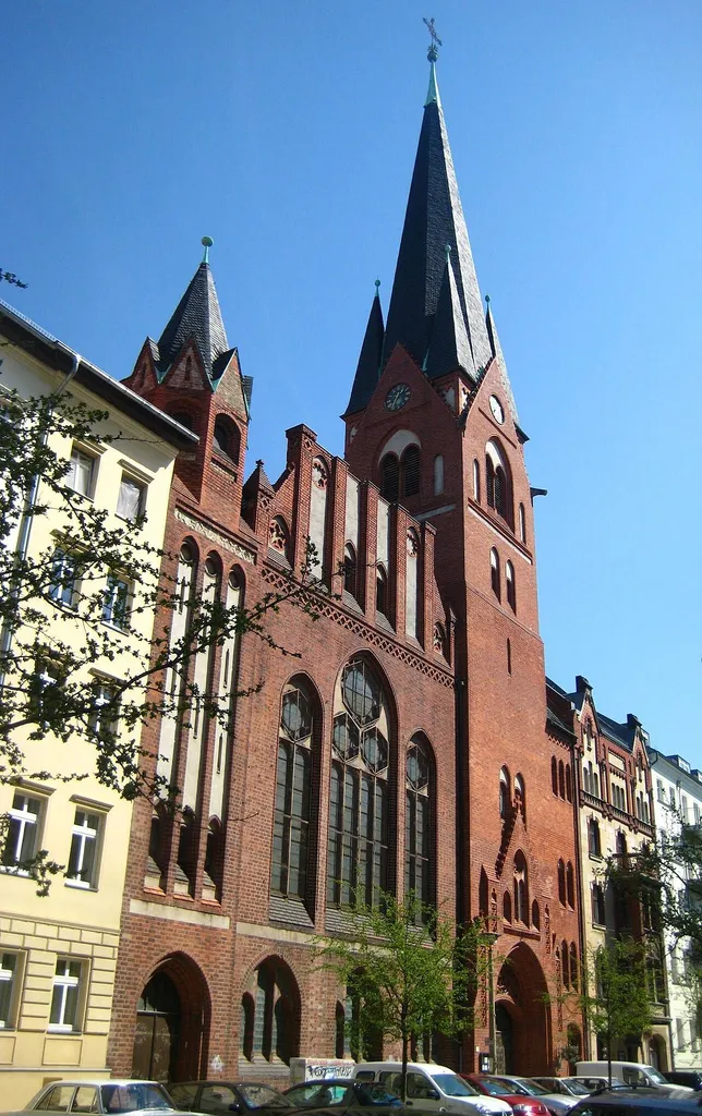 The Golgatha Church at Borsigstraße No. 6 in Berlin-Mitte. The church was built from 1898 to 1900 to designs by Max Spitta and Karl Wilde in brick gothic style of Northern Germany. The church has been designated as a historic landmark.