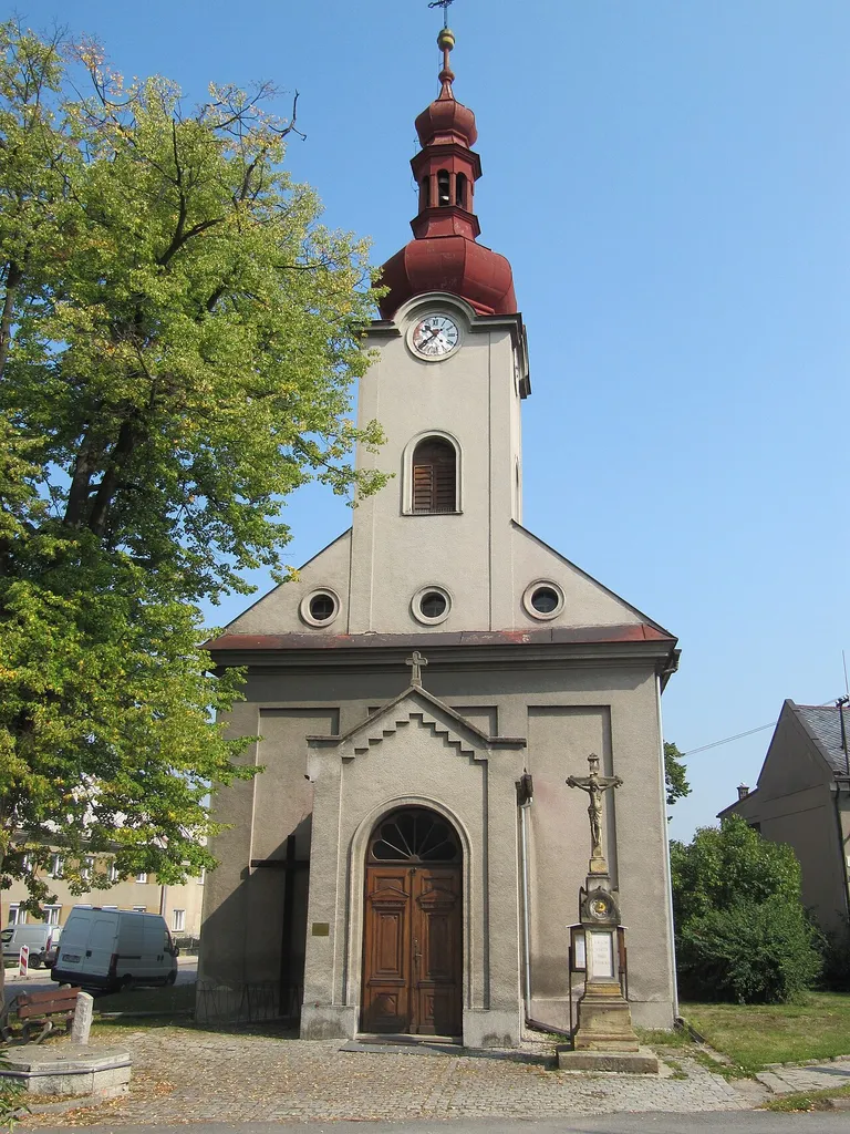 Skrbeň in Olomouc District, Czech Republic. Church of St. Florian from 1835.