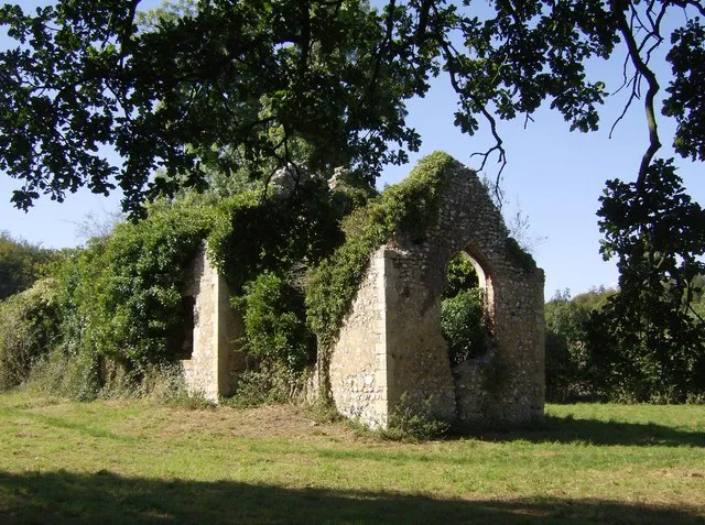 Bix, South Oxfordshire, England: ruins of the old St James's parish church, abandoned in 1875
