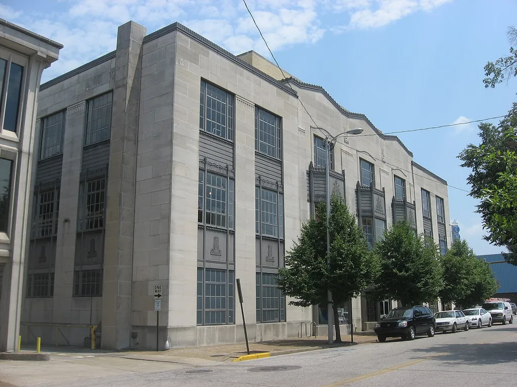 Front of the Children's Museum of Evansville, located at 22 SE. Fifth Street in Evansville, Indiana, United States. Built in 1931 as the old Central Library, it is listed on the National Register of Historic Places.