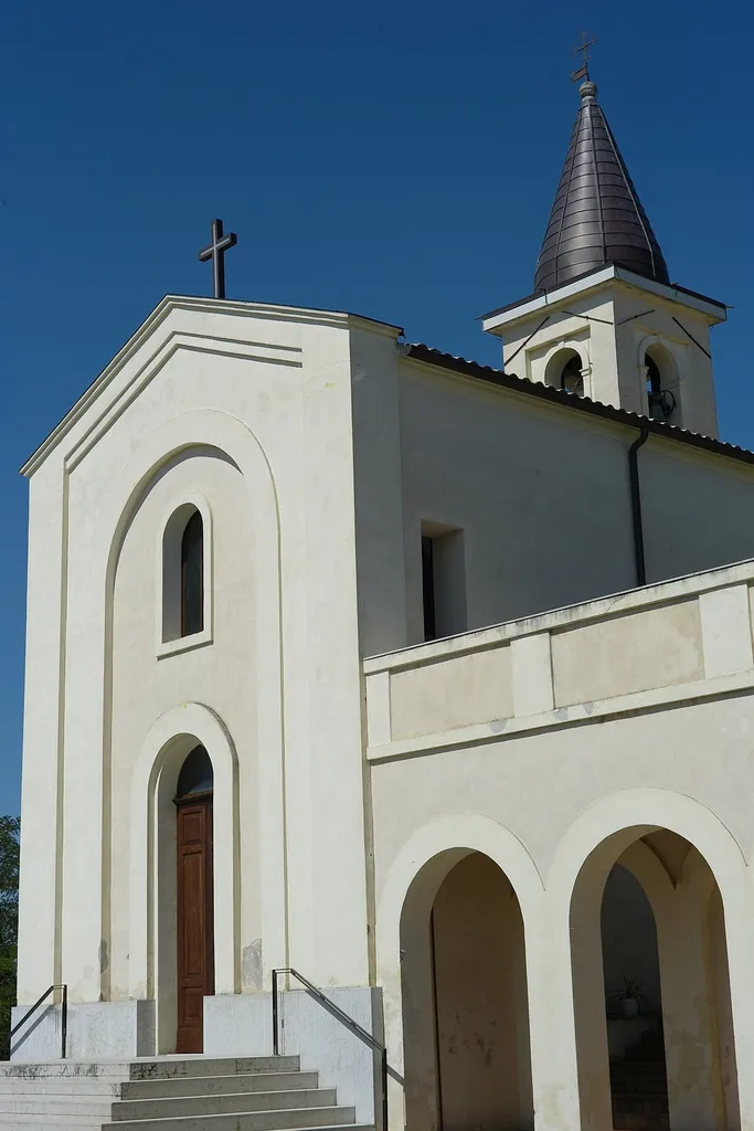 Main front of the parish church of Saint John the Baptist in Pieve di Cagna, a village of Urbino.