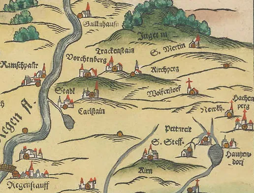 Ausschnitt aus der Bairischen Landtafel von 1568