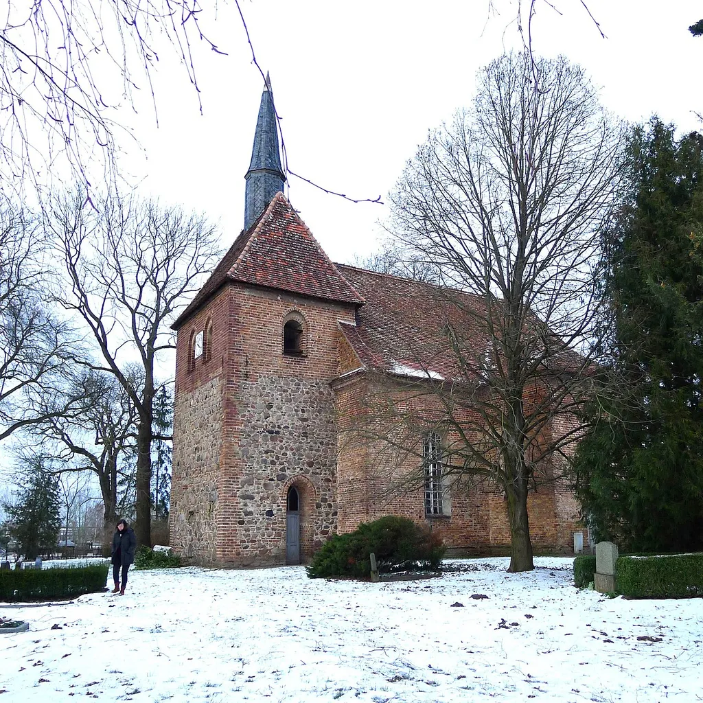 South-south-western view of the church in Markau (Picture: 2024), Nauen municipality, Havelland district, Brandenburg state, Germany.