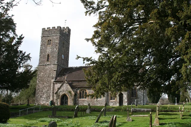 Huntsham: All Saints church Looking north-north-west. The church appears to have been thoroughly rebuilt in the 19th century. The dedication dates from 1897; the medieval patron had been forgotten by 1742
