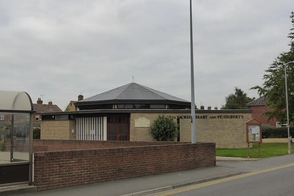St. Gilbert's Church in Bourne, England: northeast side of church, St Gilbert's Road.