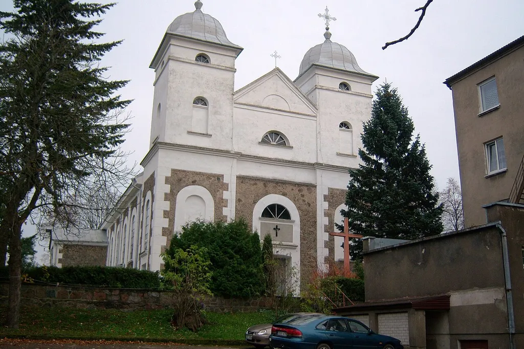Church facade, Skuodas, Lithuania
