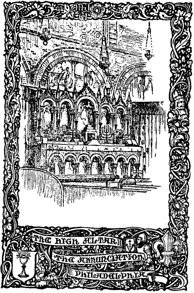 Engraving of high altar of the Church of the Annunciation, Philadelphia