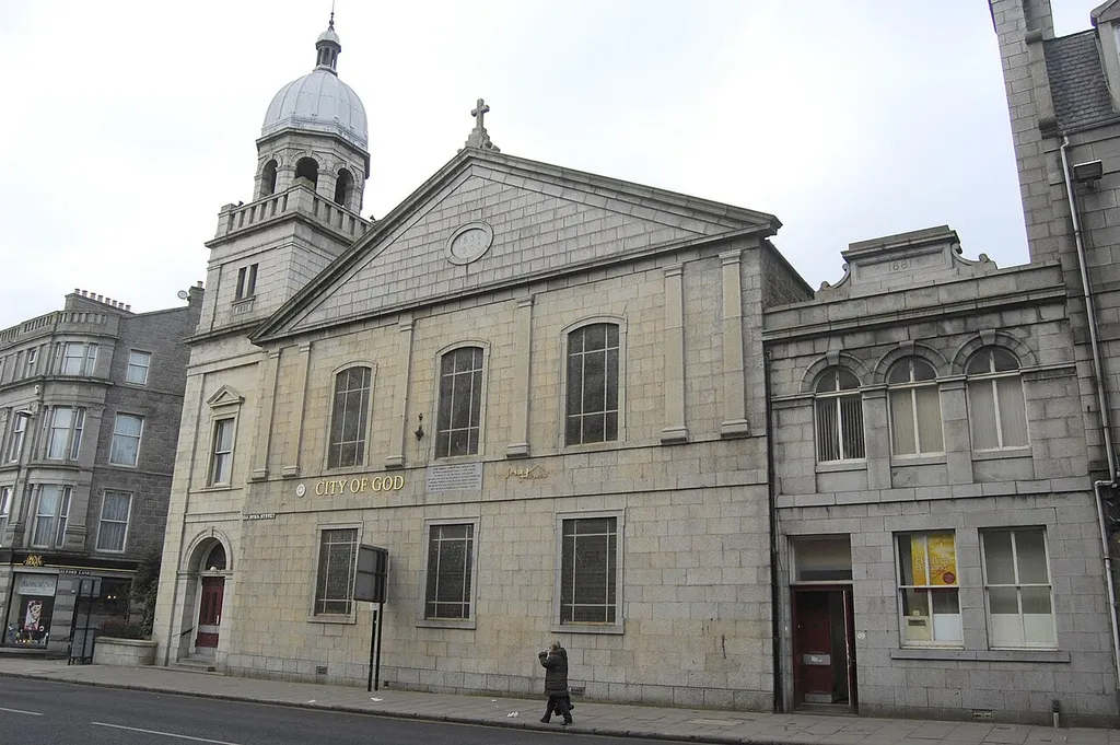 Walking past the City of God, Holburn Street, Aberdeen