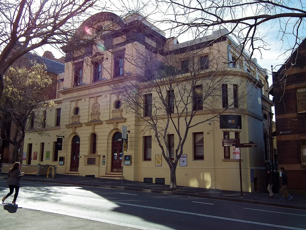 Rawson Institute For Seamen - The Rocks, Sydney, New South Wales. Formerly The Mariner's Church. Built 1856-59, and altered in 1909. Located at 98-100 George Street, The Rocks.