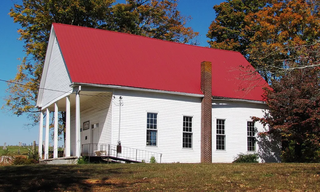 Cloyd's Creek Presbyterian Church in Meadow (Blount County), Tennessee, USA. Built in 1872, this church is now listed on the National Register of Historic Places.