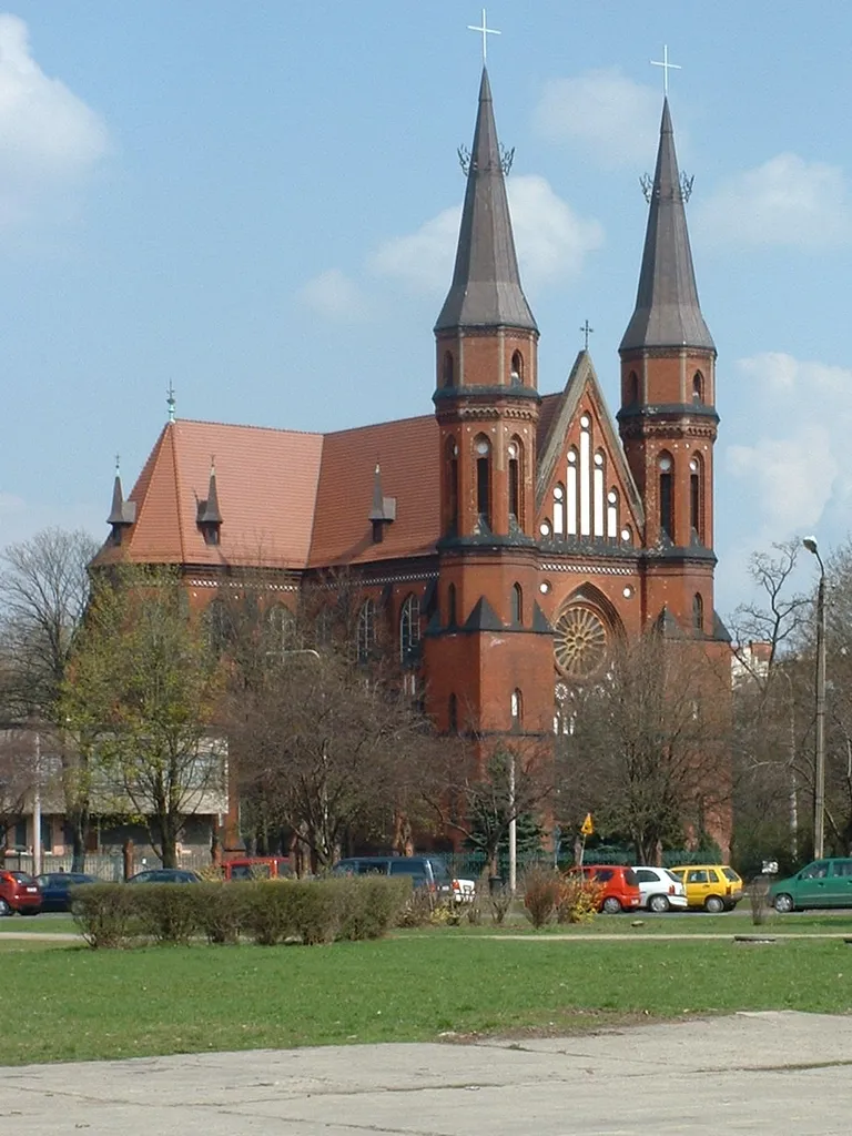 Wrocław, Poland, St. Henry Church, Gothic revival. Designed by Joseph Ebers, built 1891-94, spires built by Maciej Małachowicz in 2003.