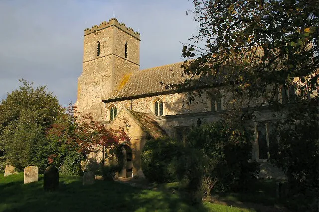 Nave and west tower of All Saints' parish church, Worlington, Suffolk, seen from the southeast