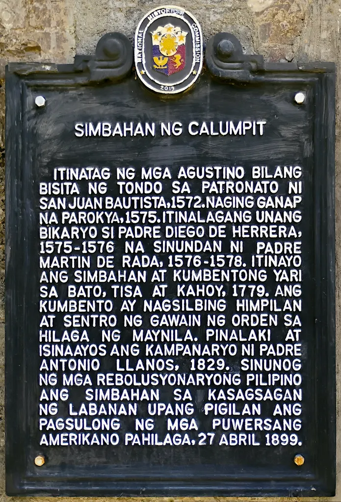 Historical marker created by the National Historical Commission of the Philippines in 2019 to commemorate Calumpit Church