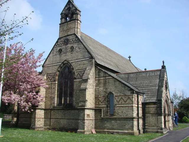 St Barnabas's parish church, Bournmoor, County Durham, seen from the southwest