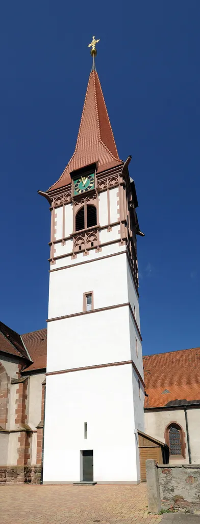 Wyhlen: Georgskirche, Gesamtansicht des Glockenturms