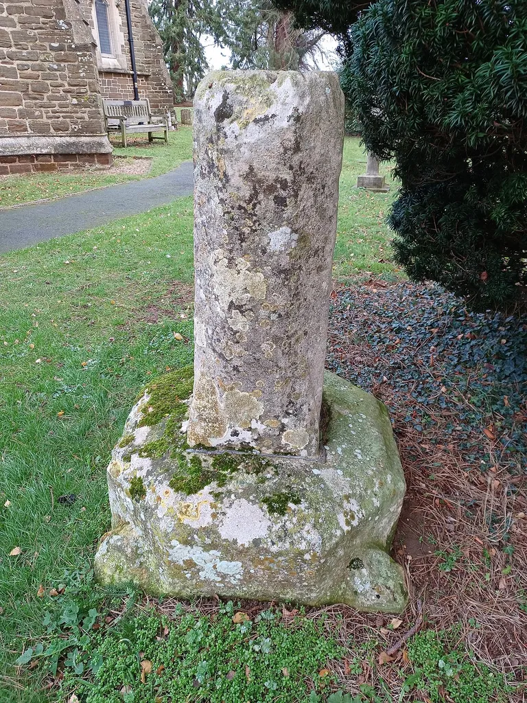 Remains of medieval churchyard cross, in the graveyard of the church of St. Mary the Virgin, Maulden, Bedfordshire, England. Grade II listed.