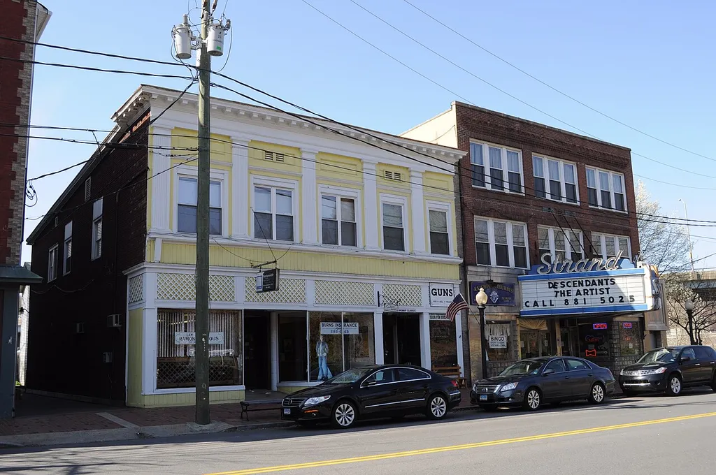 Strand Theater, Seymour, Connecticut. Part of the Downtown Seymour Historic District, which is listed on the National Register of Historic Places.