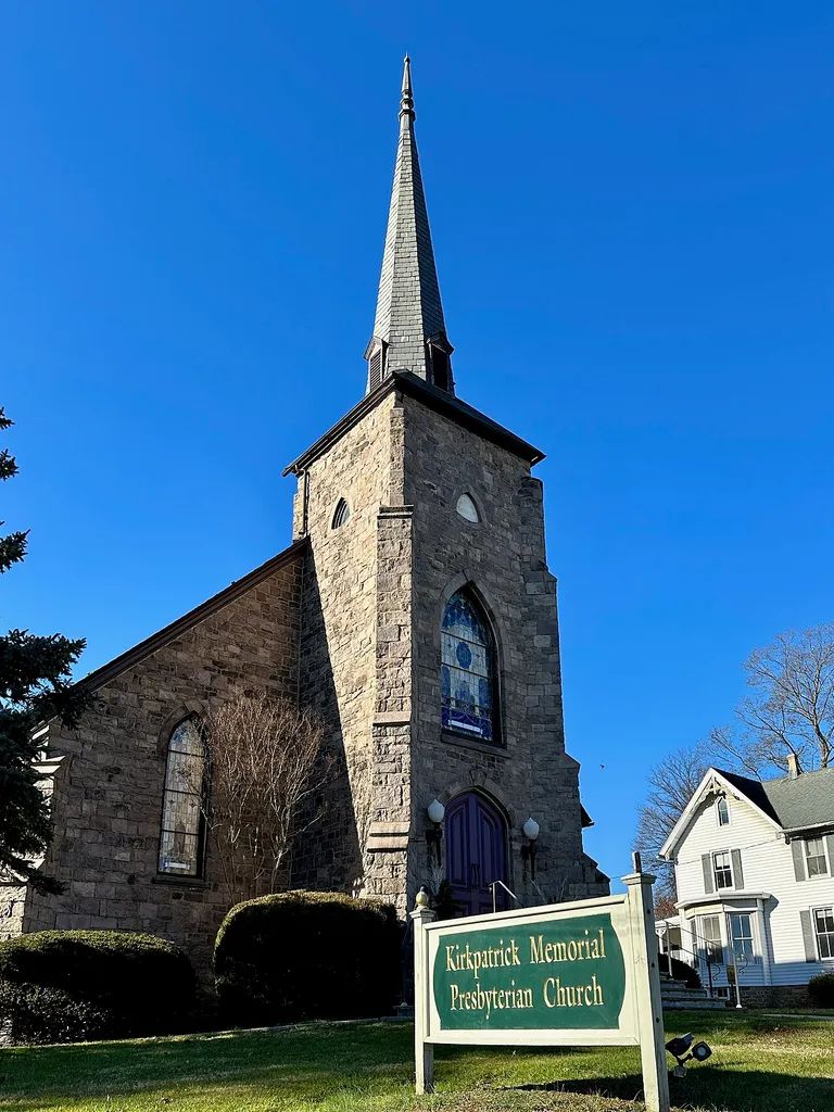 Kirkpatrick Memorial Presbyterian Church in Ringoes, New Jersey. Contributing property #16 of the Ringoes Historic District.