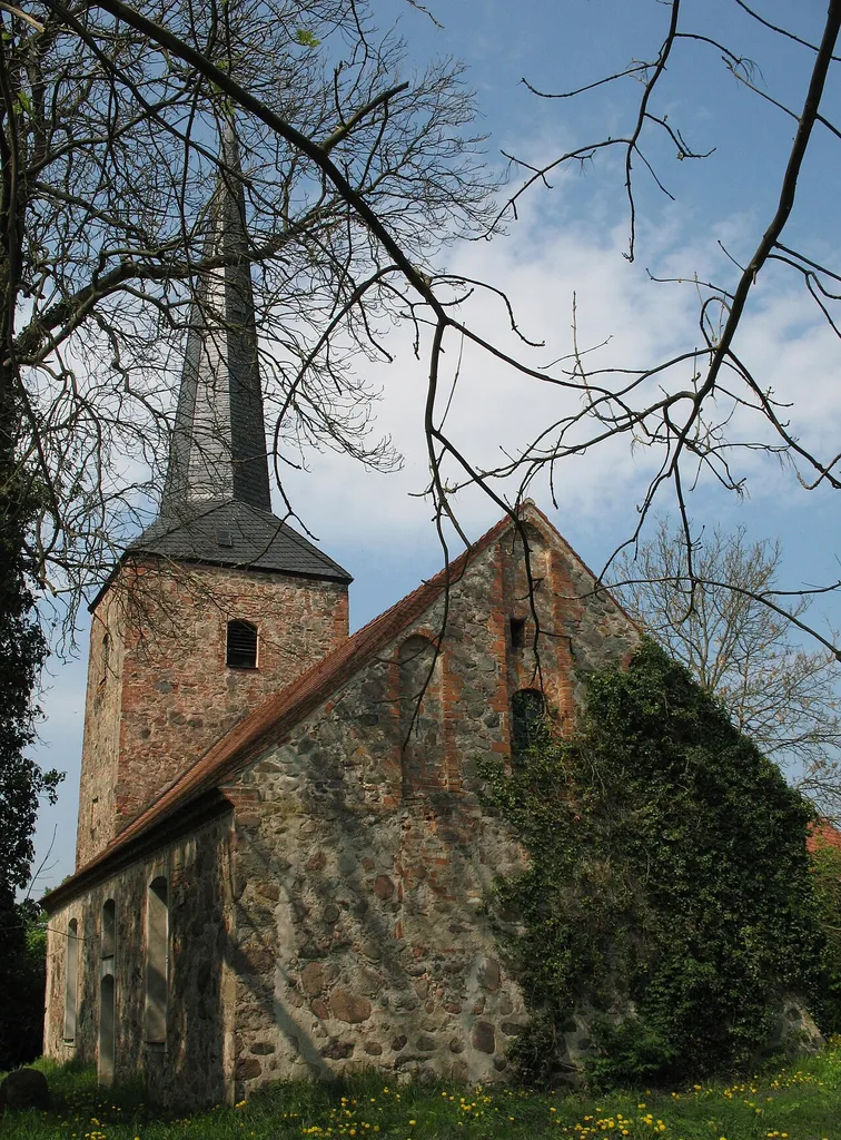 Eastern view of church in Rheinsberg-Dierberg in Brandenburg, Germany