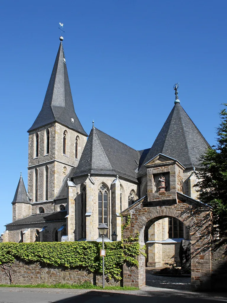 Hennef-Bödingen, Germany. Roman-catholic pilgrimage church Mater dolorosa, exterior from South-East.
