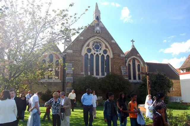 Catholic Church of Our Lady and St Helen A busy scene on a sunny afternoon at the church.
