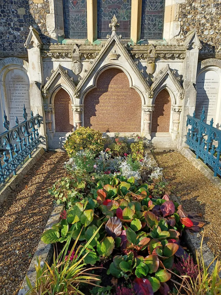 Hughenden, Monument To Disraeli Family, In Churchyard Against East Wall Of North Chapel. Late 19th century, Grade II listed. Hughenden Valley, Buckinghamshire, England.