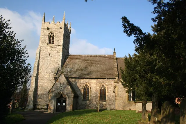 St.Helen's church, Lea, Lincs. A Perpendicular tower and Decorated north aisle, much restored by Pearson in the 19th century. Cromwell reputedly stabled his horses in the church before the Battle of Lea on July 28th 1643.