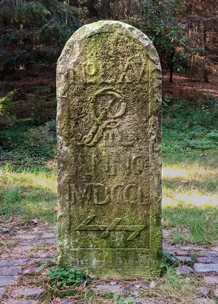 Moisburger Stein im Staasforst Rosengarten an der heutigen Landesgrenze Hamburg-Niedersachsen.