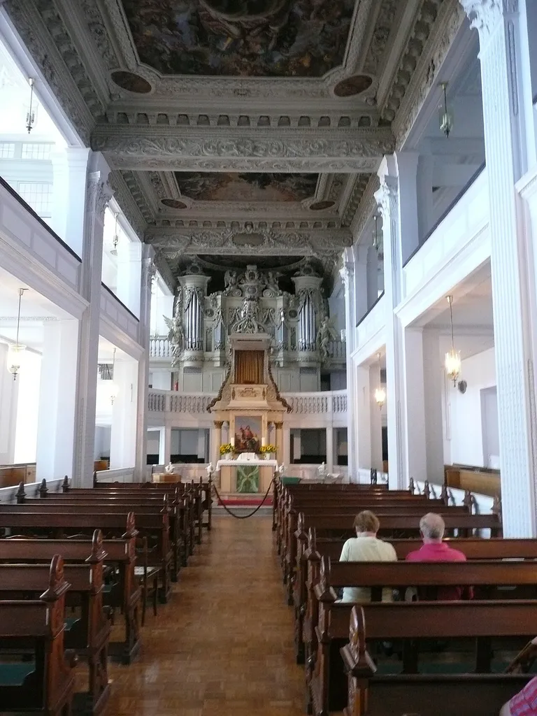 Gotha, Schloss Friedenstein, Schlosskirche, Blick auf Altar und Orgel