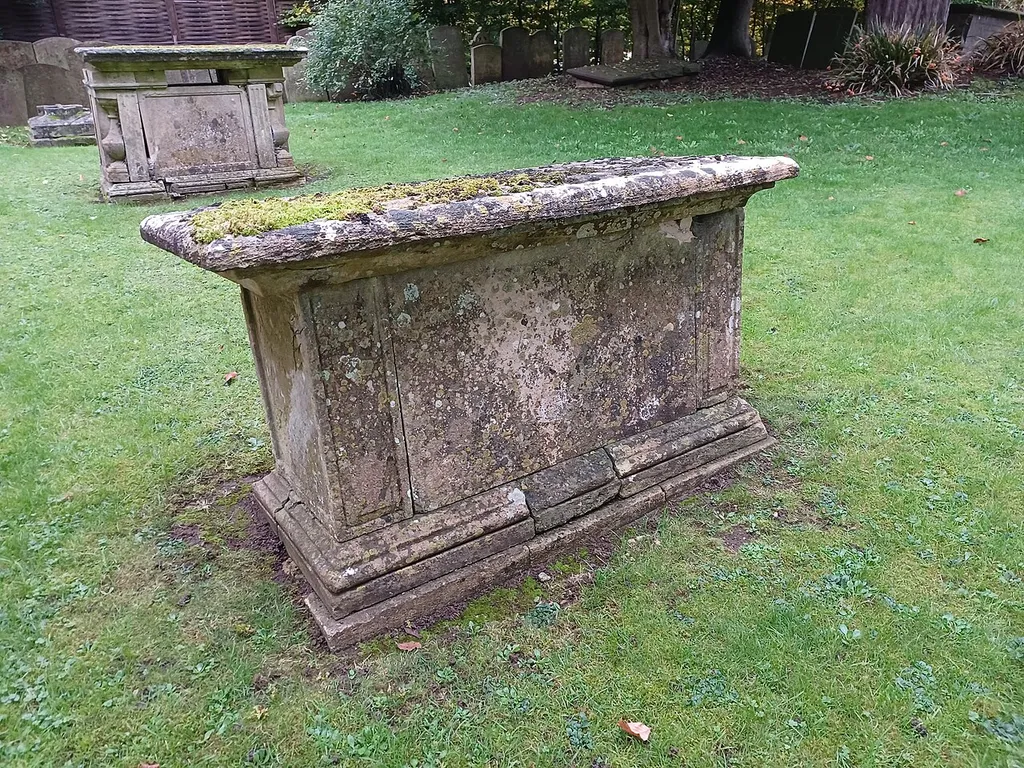 Two chest tombs immediately east of St. Andrew's Church, Kingham, Oxfordshire, England. c.1756 and c. late 18th century. Jointly Grade II listed.
