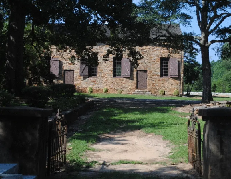 Photo of Old Stone Church viewed from the cemetery in 2016