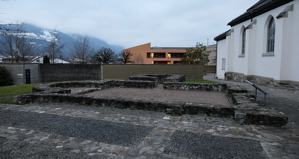 The excavated foundations of a romanesque church from the 11th or 12th century and of a gothic church from the mid-15th century next to the Parish Church St. Martin in Eschen in the principality of Liechtenstein.