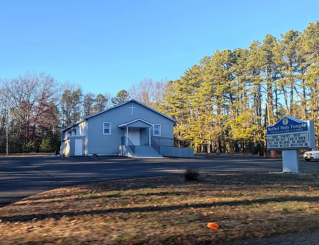 Photo of the Bethel Holy Temple Church in the census designated place of Newtonville within Buena Vista Township, New Jersey. Photo taken from 8th Street looking northwest.