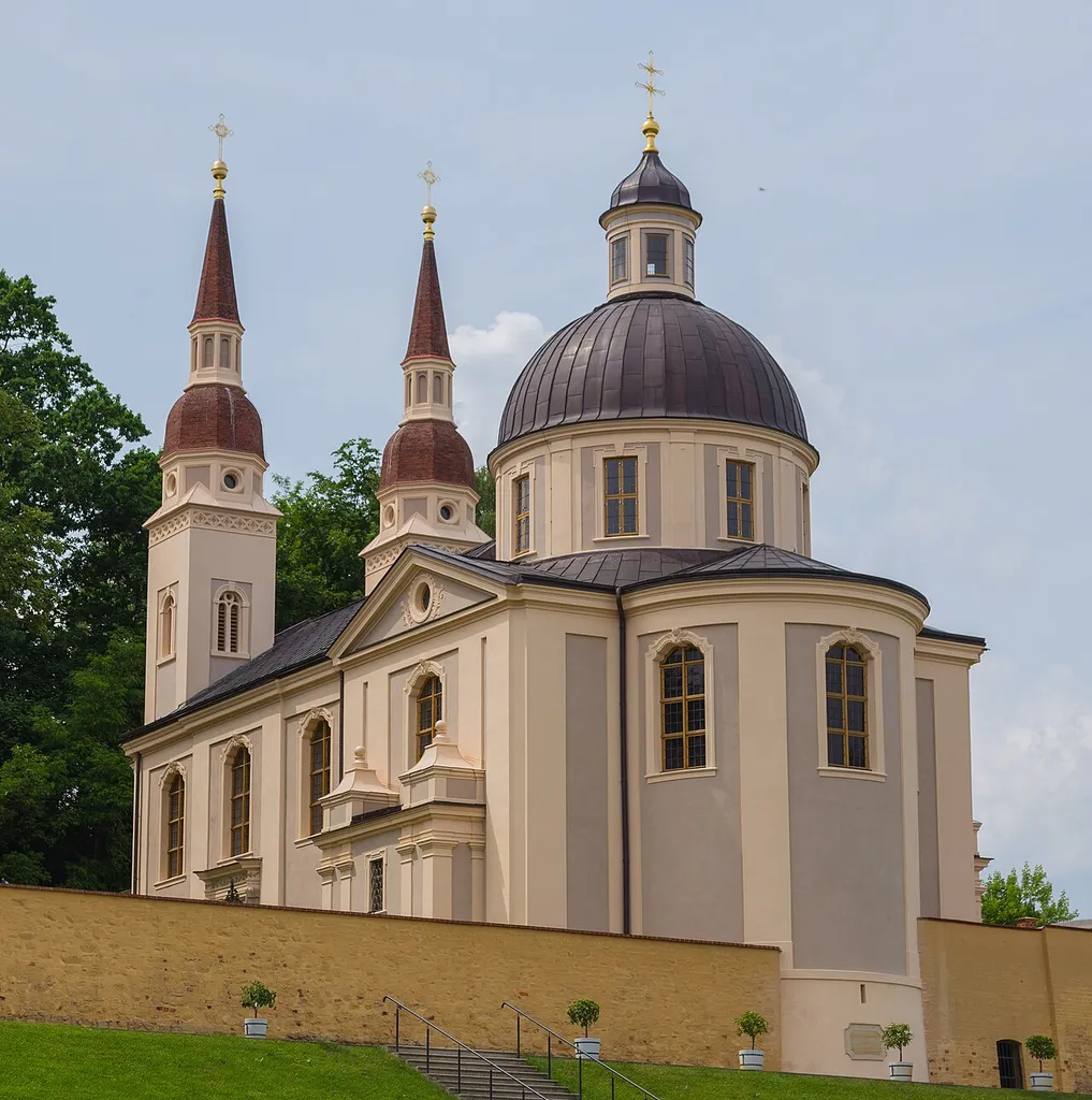 Protestant Parish Church of the Holy Cross (Evangelische Pfarrkirche zum Heiligen Kreuz) at Neuzelle Monastery (Kloster Neuzelle) in Neuzelle, Landkreis Oder-Spree, Brandenburg, Germany.