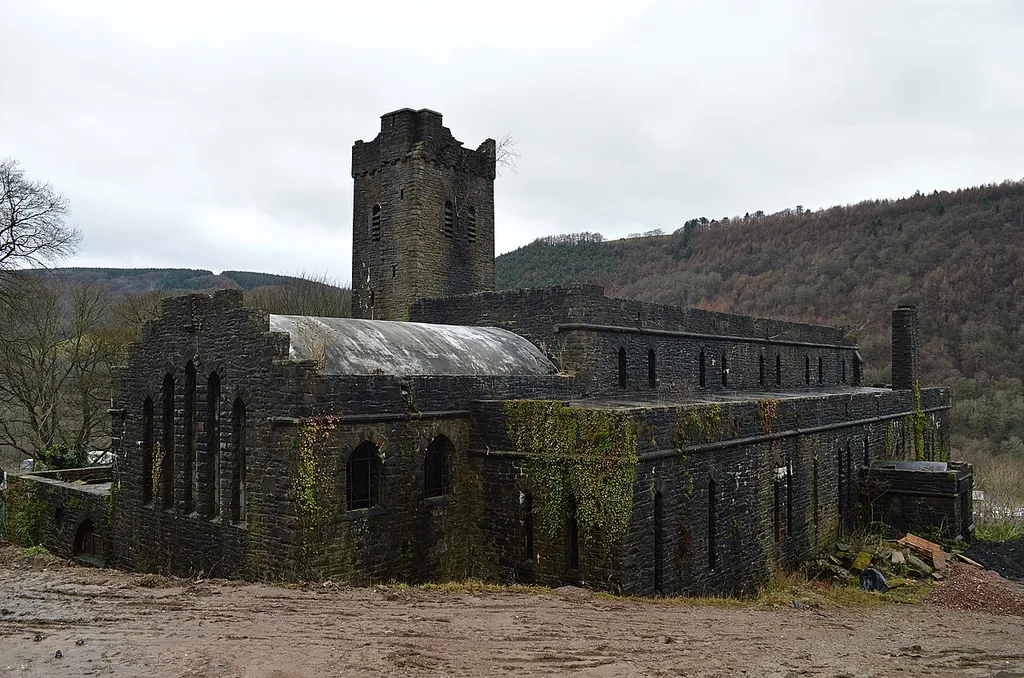 St Luke's Church, Abercarn from above.