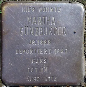 Stolperstein dedicated to Martha Günzburger