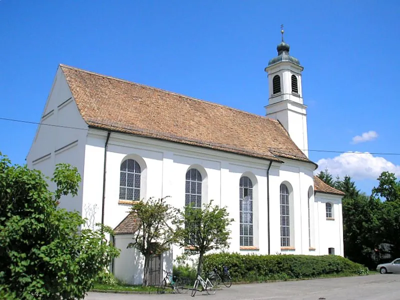 Pilgrimage church Maria Aich (Peissenberg, Landkreis Weilheim-Schongau, Upper Bavaria, Germany). Total view from the south