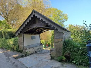 Lychgate And Adjacent Pump At Approx 100M. South Of Church Of Saint Just