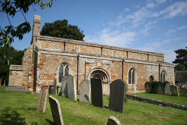 Church of England parish church of St Mary, Little Harrowden, Northamptonshire, viewed from the south. The west tower collapsed in 1967 and was not rebuilt